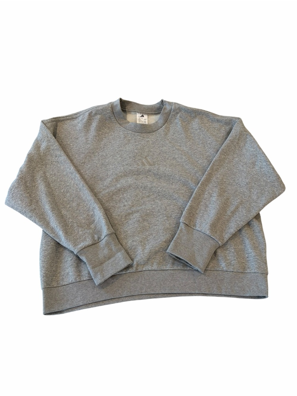 Adidas All SZN Crewneck Sweatshirt Women’s Large Gray Fleece Lined Oversized EUC